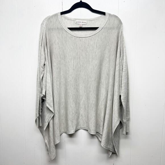 Knox Rose Sweaters - Knox Rose Light Gray Poncho Sweater